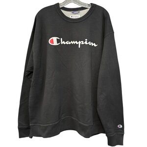 Champion Men’s 2XL Black Crewneck Sweatshirt Pullover Script Logo